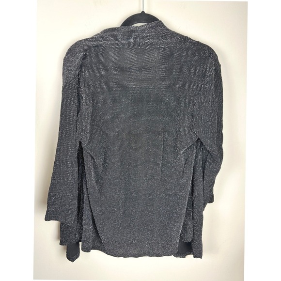 Onyx Nite Sparkly Open Front Cardigan Built-In Tank Metallic Black Party Top L - Picture 2 of 13